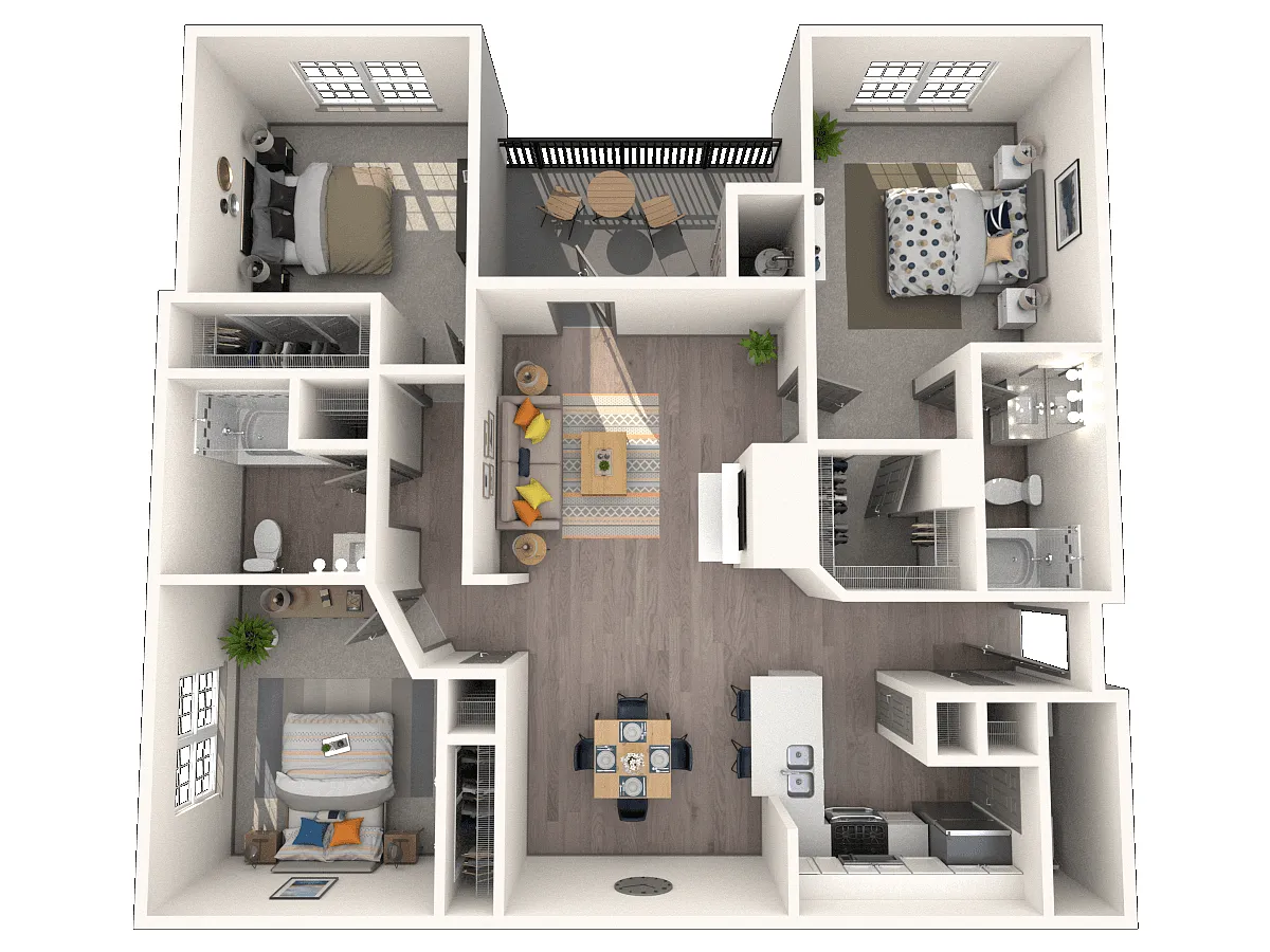 Floor plan 3 Bedroom 2 Bath 1209