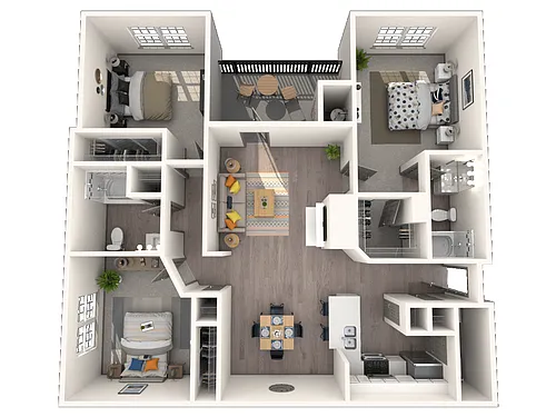Floor plan 3 Bedroom 2 Bath 1209