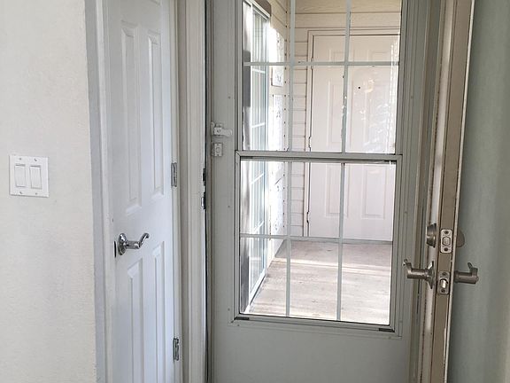 secured patio area between entrances