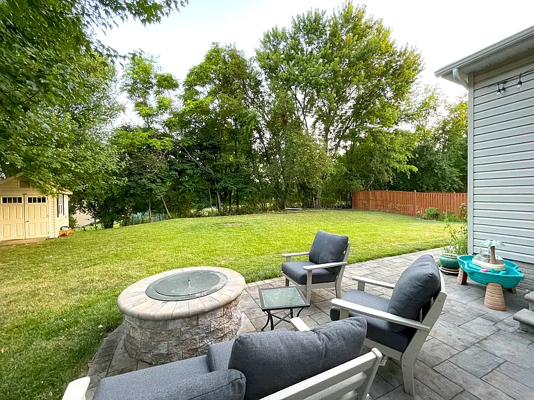 View of backyard with shed