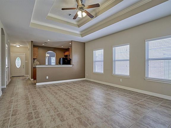 The open concept floorplan has nice architectural details.