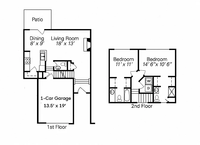 Floor plan 1 Car Garage (Styles Vary)