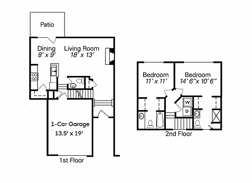 Floor plan 1 Car Garage (Styles Vary)