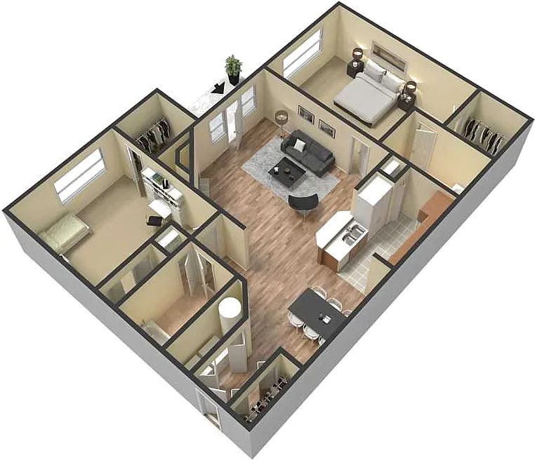 Floor plan Partially Renovated 2 Bedroom 2 Bath Apartment wit