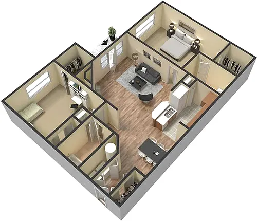 Floor plan Partially Renovated 2 Bedroom 2 Bath Apartment wit