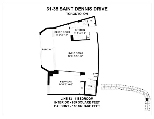 Floor plan 1 Bedroom 1 Bed 1 Bath 11