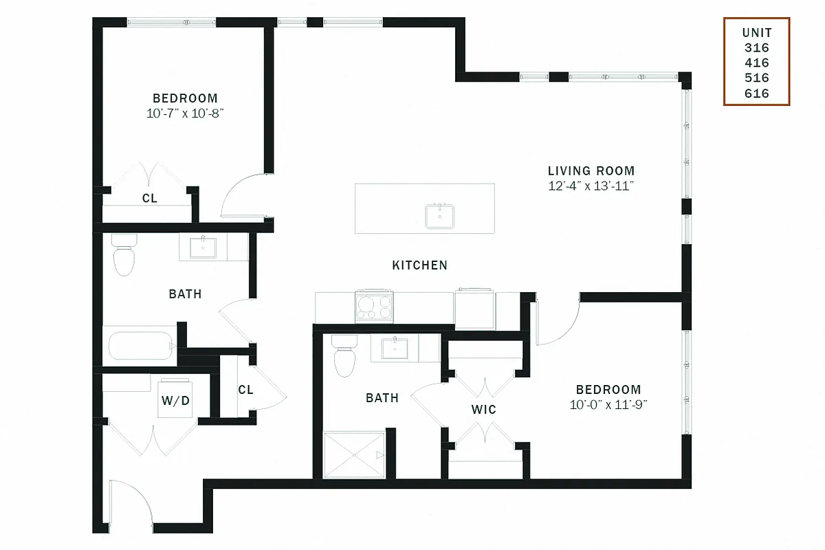 Floor plan Coen 2 Bedroom C1