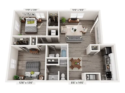 Floor plan 2 Bedroom C