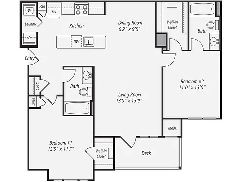 Floor plan 2BR - 2BA