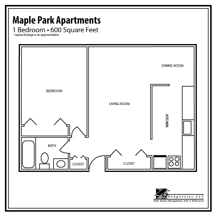 Floor plan 1 Bedroom Large
