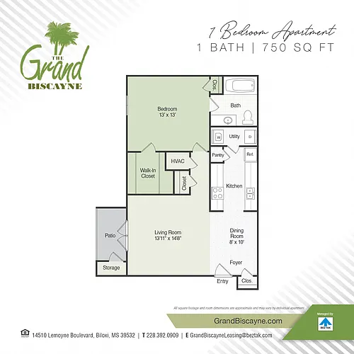 Floor plan 1 bed / 1 bath