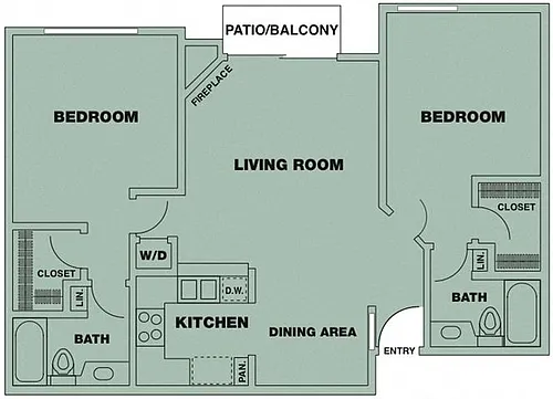 Floor plan 2 Bedroom/ 2 Bath