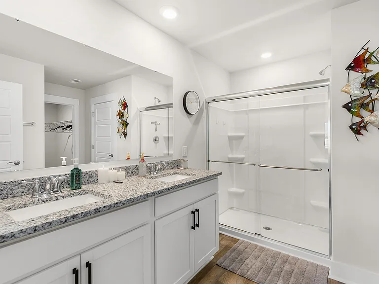Primary bath view from entry door