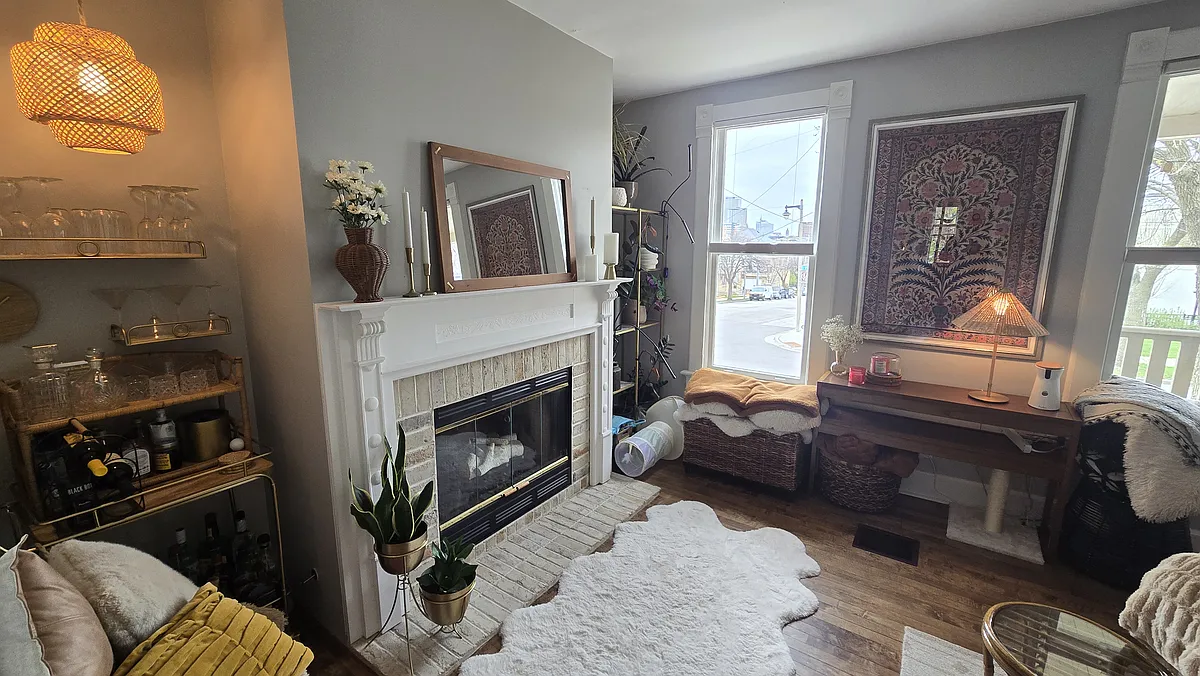 Dining Room w/ Fireplace - Currently Being Used As Second Living Room - 140 E Vine St