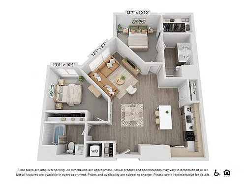 Floor plan B1 | 2 Bed | 2 Bath