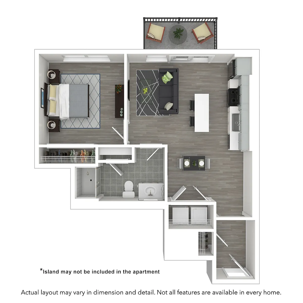 Floor plan 1x1 674 SF