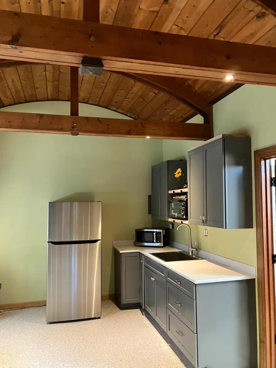 Kitchen view showcasing lovely wood ceilings. - 729 Glenwood Cutoff