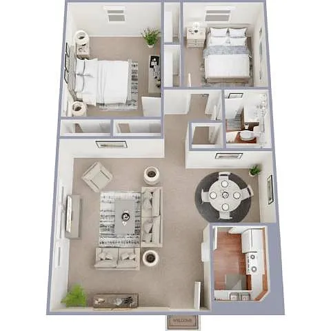 Floor plan 2 Bedroom Traditional