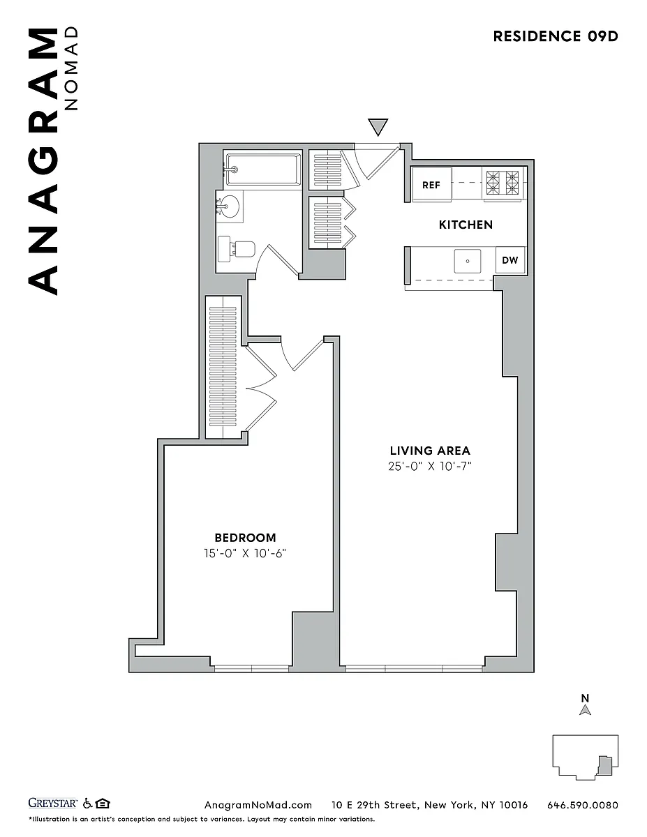Floor plan 1 Bedroom / 1 Bathroom