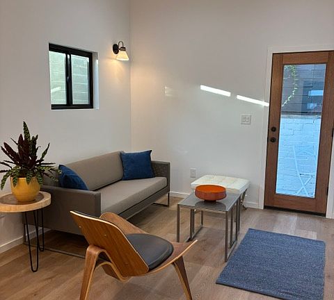 seating area and back door