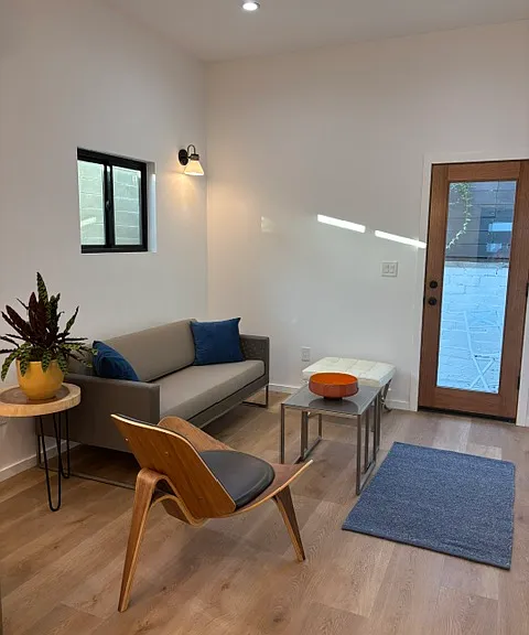seating area and back door