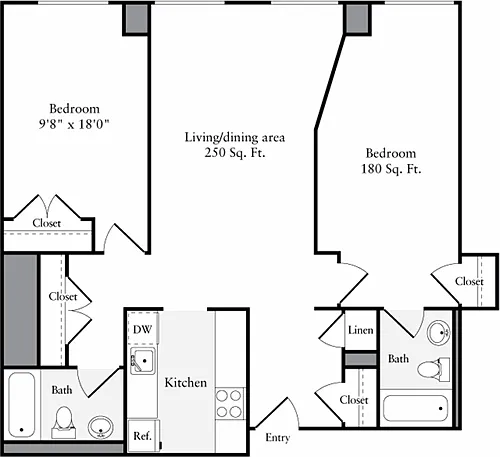 Floor plan The Lofts 2 Bedrooms Y
