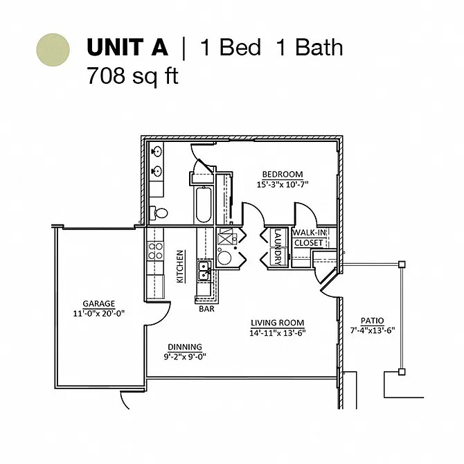 Floor plan 1 Bed 1 Bath