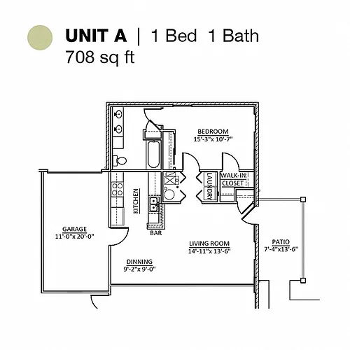 Floor plan 1 Bed 1 Bath