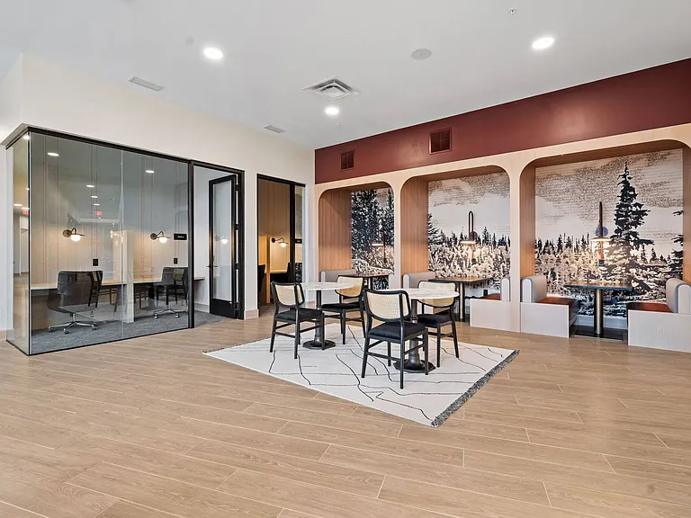 Work with neighbors and friends in our collaboration station at The Hallon Luxury Apartments in Hopkins MN