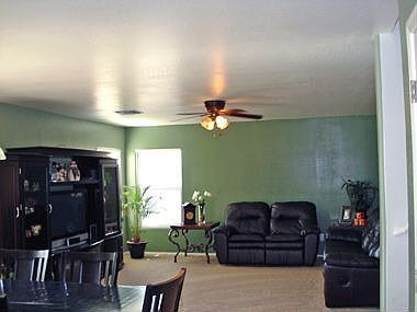Great family room adjacent to kitchen.