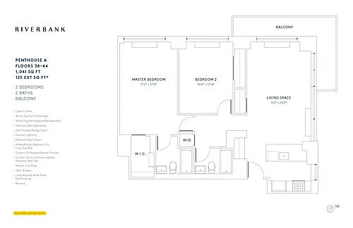 Floor plan A Line Floors 38-44 (2 Bed PH)