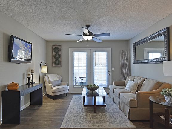 Living Room with Hardwood Style Flooring