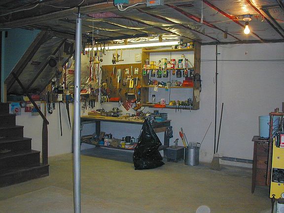 Basement workshop area
