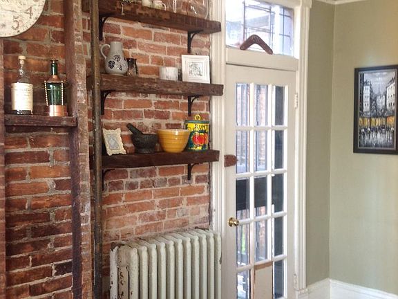 Exposed brick in kitchen