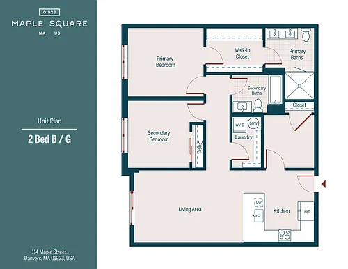 Floor plan 2 Bedrooms, 2 Bathrooms