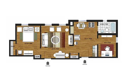 Floor plan One Bedroom plus Den