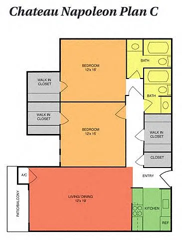 Floor plan Classic 2 Bedrooms, 2 Baths