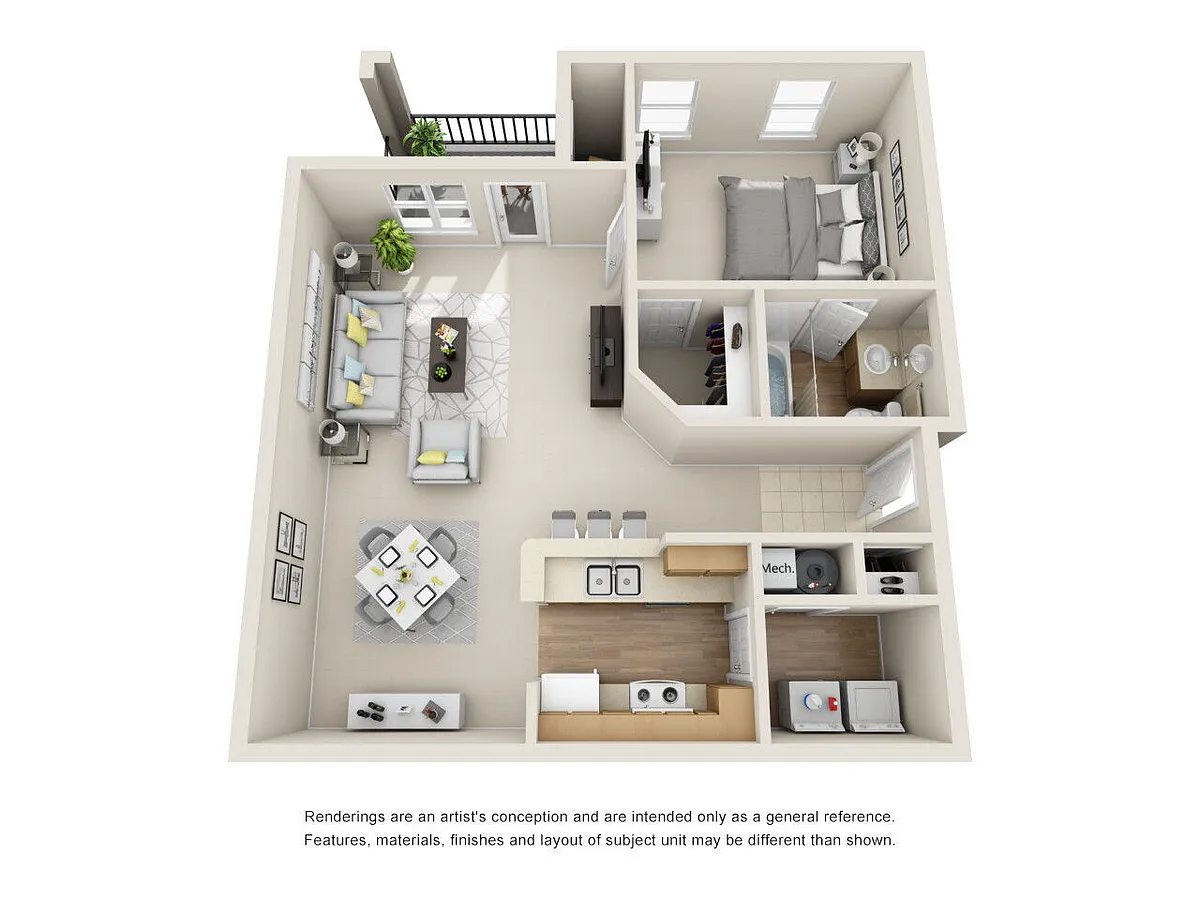 Floor plan Lily - 1 Bedroom
