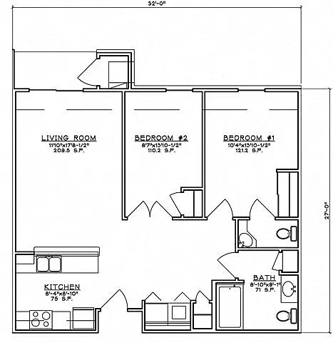 Floor plan 2 Bedroom Unit