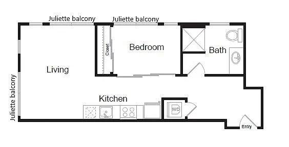 Floor plan One Bedroom, One Bath