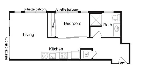 Floor plan One Bedroom, One Bath