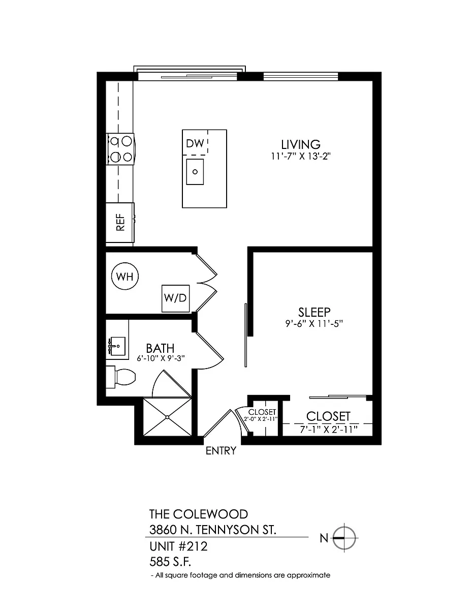 Floor plan Urban 1 Bedroom, 1 Bath