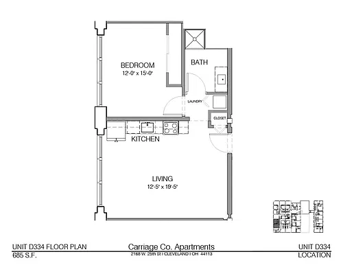 Floor plan c1-685 - 1 bed, 1 bath
