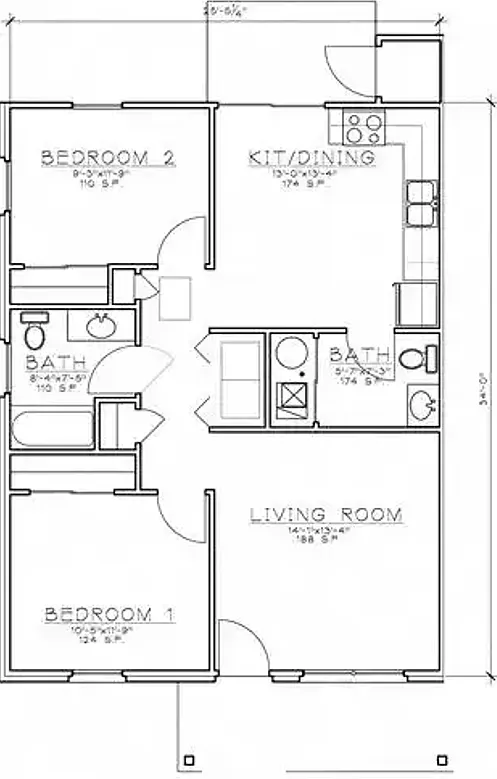 Floor plan 2 Bdrm