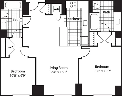 Floor plan 2 Bed (North)- 1005