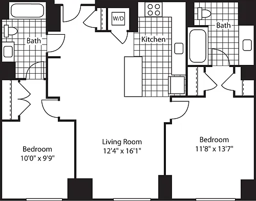 Floor plan 2 Bed (North)- 1005