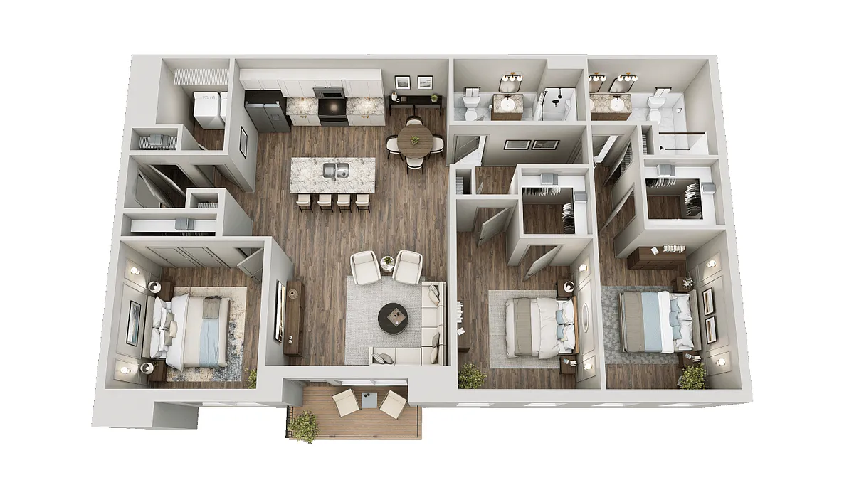 Floor plan 3 Bed 2 Bath D