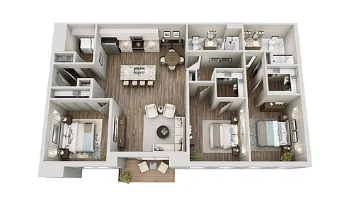 Floor plan 3 Bed 2 Bath D