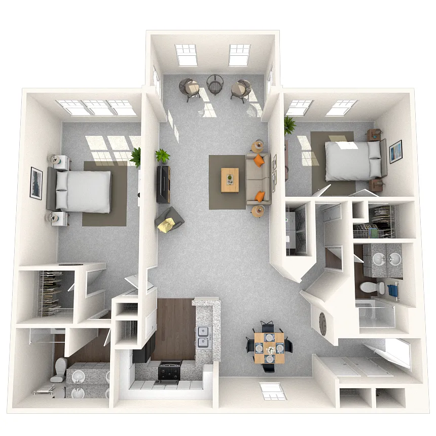 Floor plan Traditional 2x2 1214-1488 SF