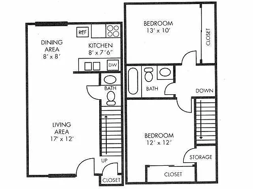 Floor plan Two Bed with Yard